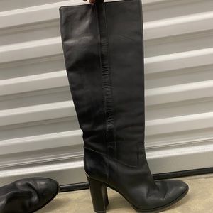 Michael Kors Leather Block Heel Boots Knee-High